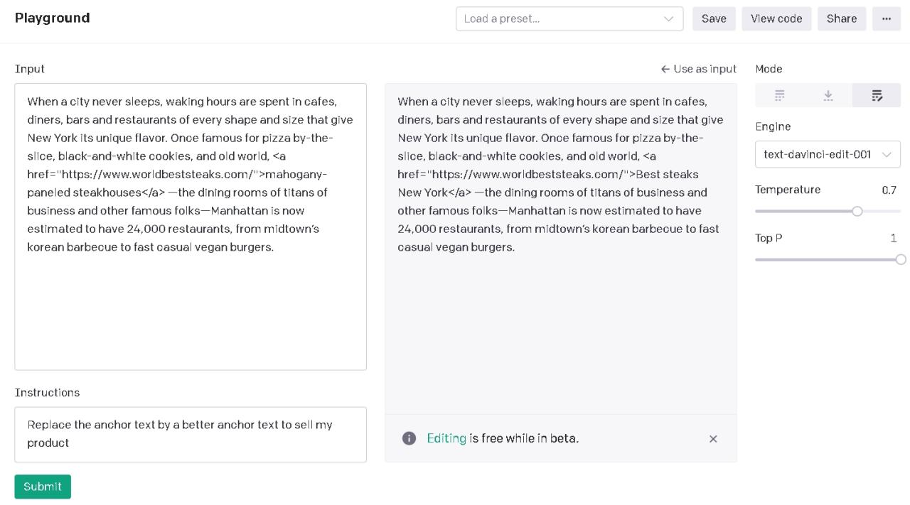 带有 GPT-3 的 SEO 版本