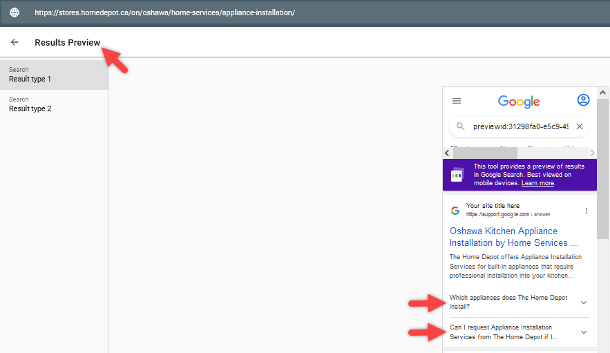 丰富的结果测试预览
