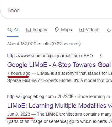 新鲜的搜索结果