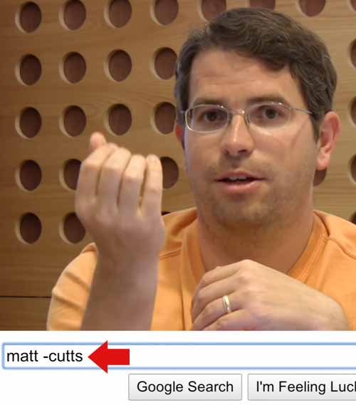 Matt Cutts 解释减号搜索运算符的屏幕截图