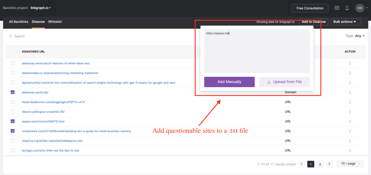 SearchAtlas 中生成拒绝文本功能的屏幕截图