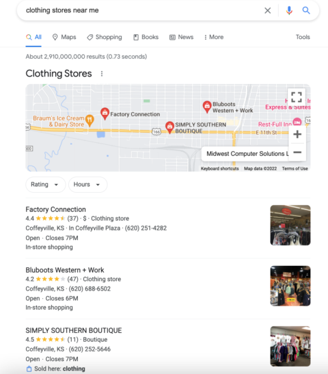 Google Map Pack 结果示例