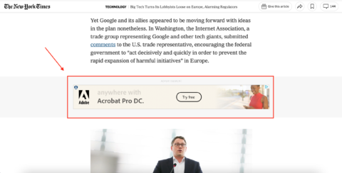 发布商网站上的展示网络广告示例