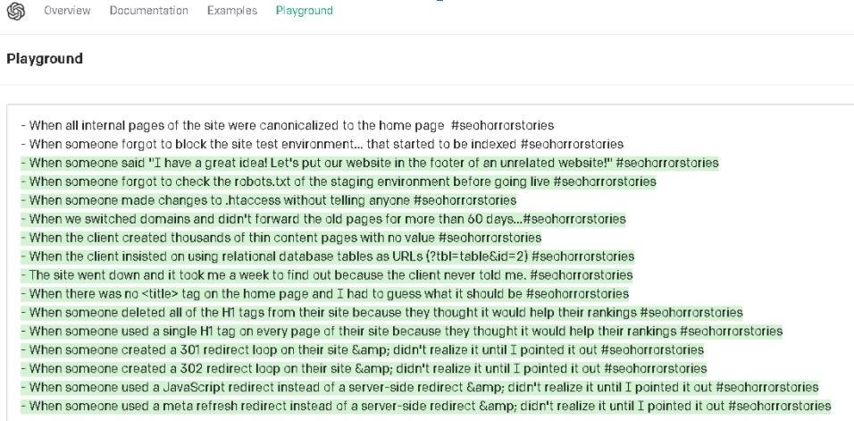 GPT-3 生成的 SEO 恐怖故事