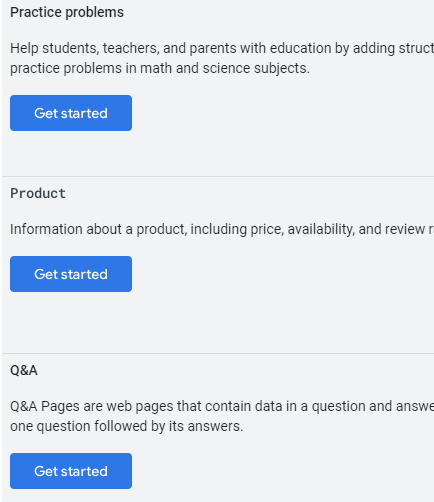 谷歌结构化数据资源页面