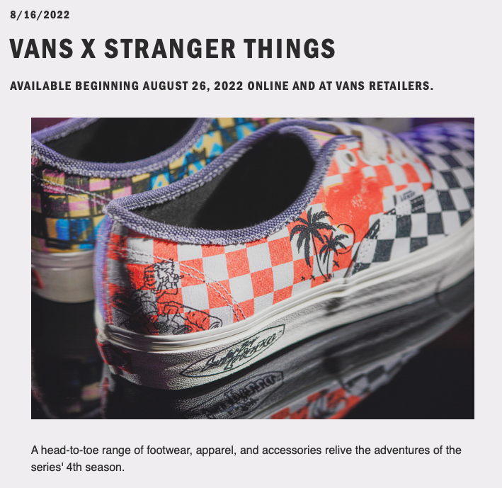 Vans 的“Stranger Things”系列