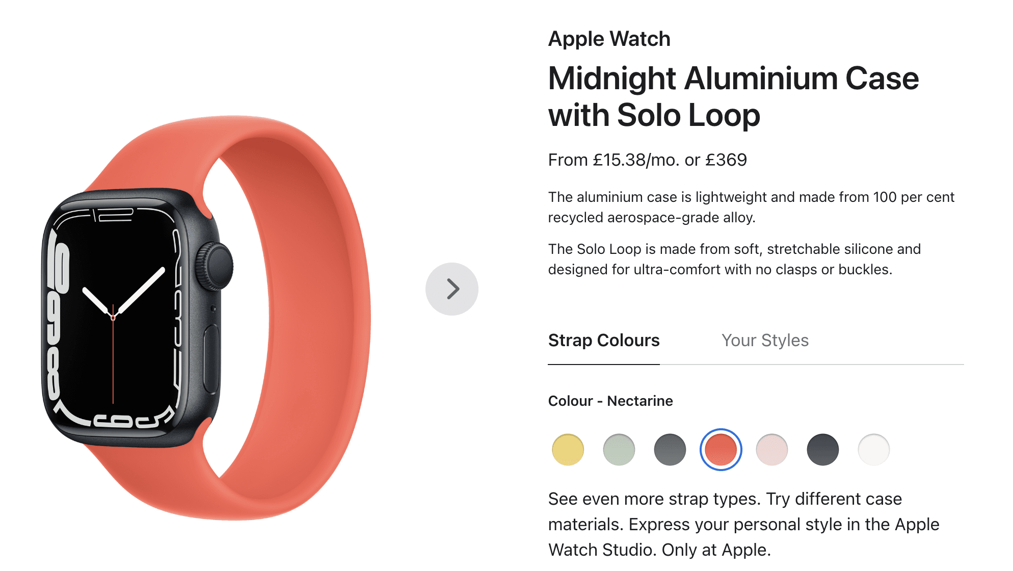 Apple Watch 产品列表截图。