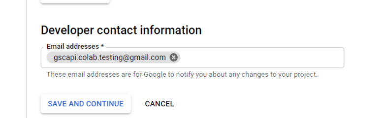 同意屏幕的开发者联系信息部分。