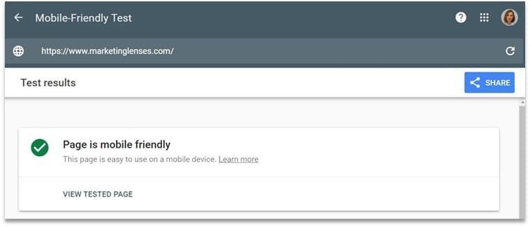 谷歌移动友好测试。