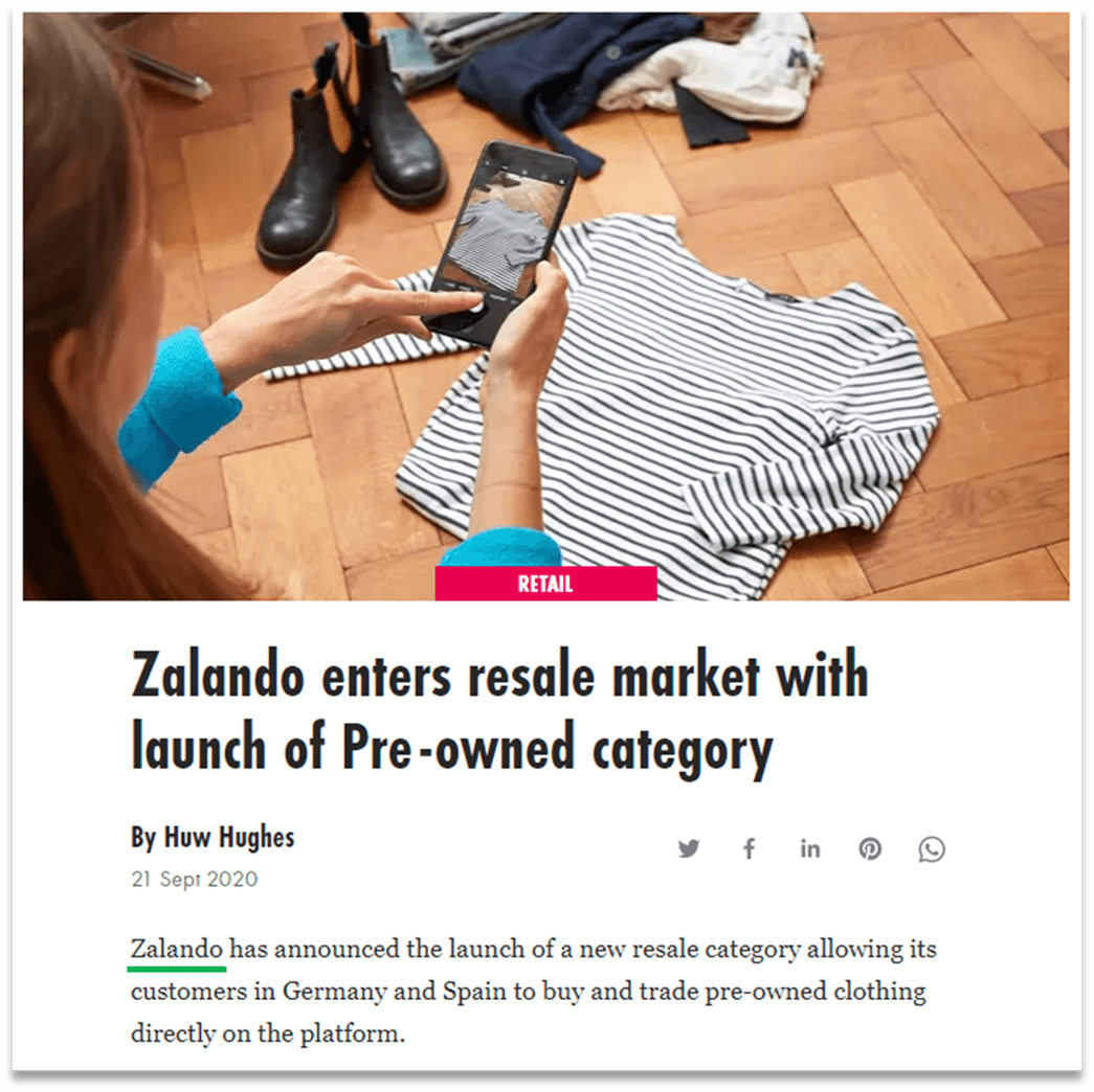 Zalando 的非关联品牌提及示例。