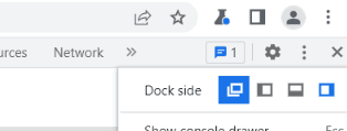 显示 DevTools 的“Dock 端”的屏幕截图