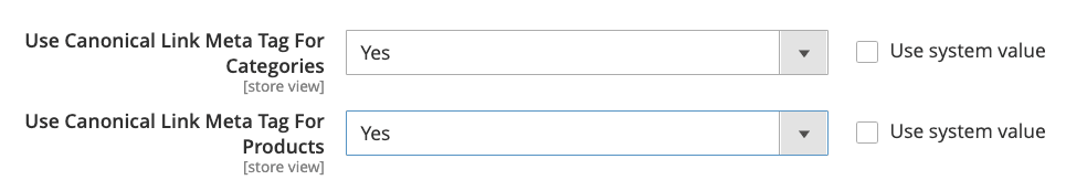 显示如何在 Magento 中设置规范标签的屏幕截图。