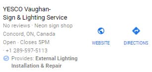 带有服务理由的 YESCO Vaughn 业务列表。