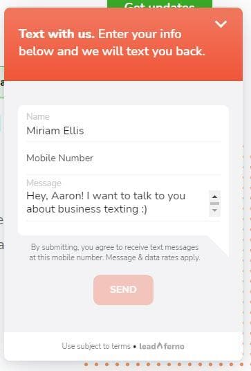 文本机器人注册窗口的示例。