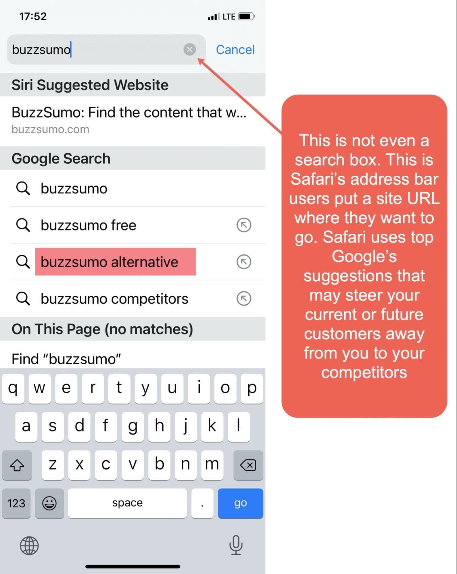 移动 Safari 地址栏的屏幕截图。