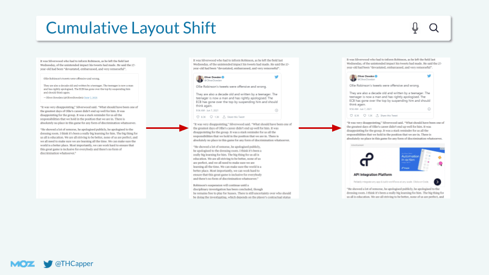 Guardian 上糟糕的用户体验示例，但不会影响他们的累积布局转换分数。