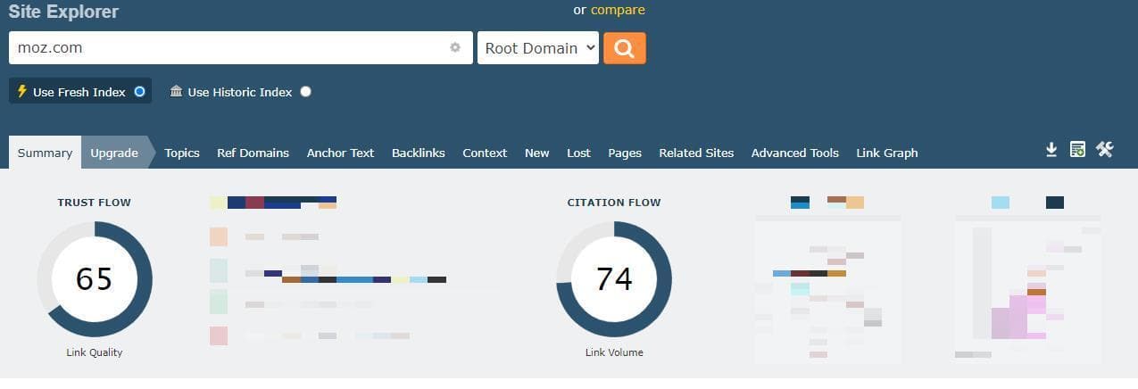 Majestic 中站点资源管理器的屏幕截图