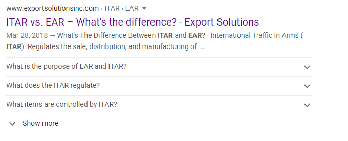Google 搜索结果页面上的常见问题解答架构。