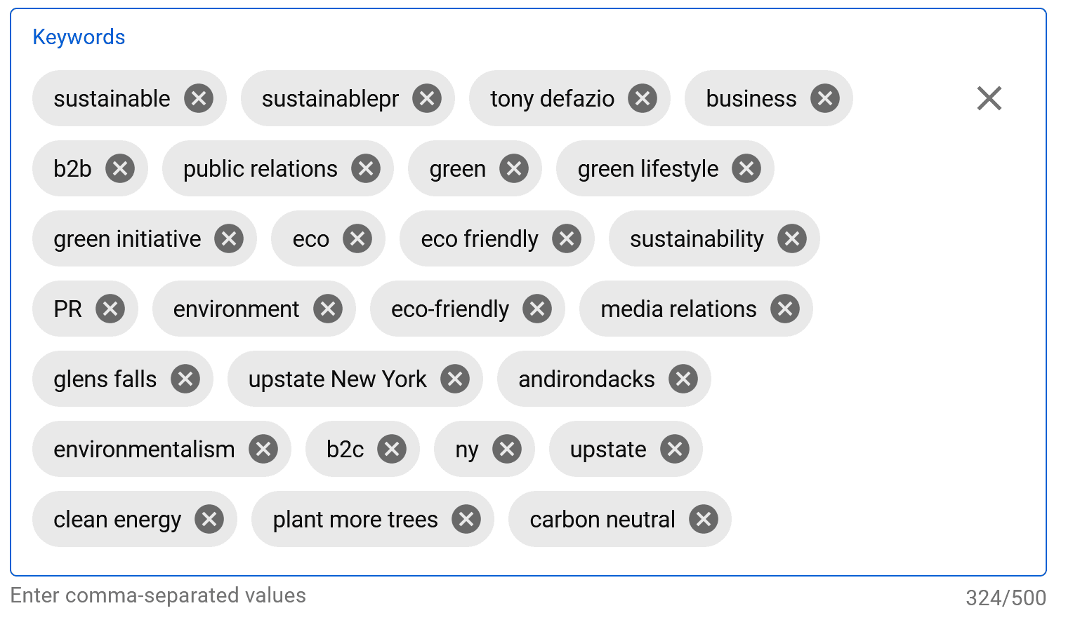 YouTube 视频的关键字。