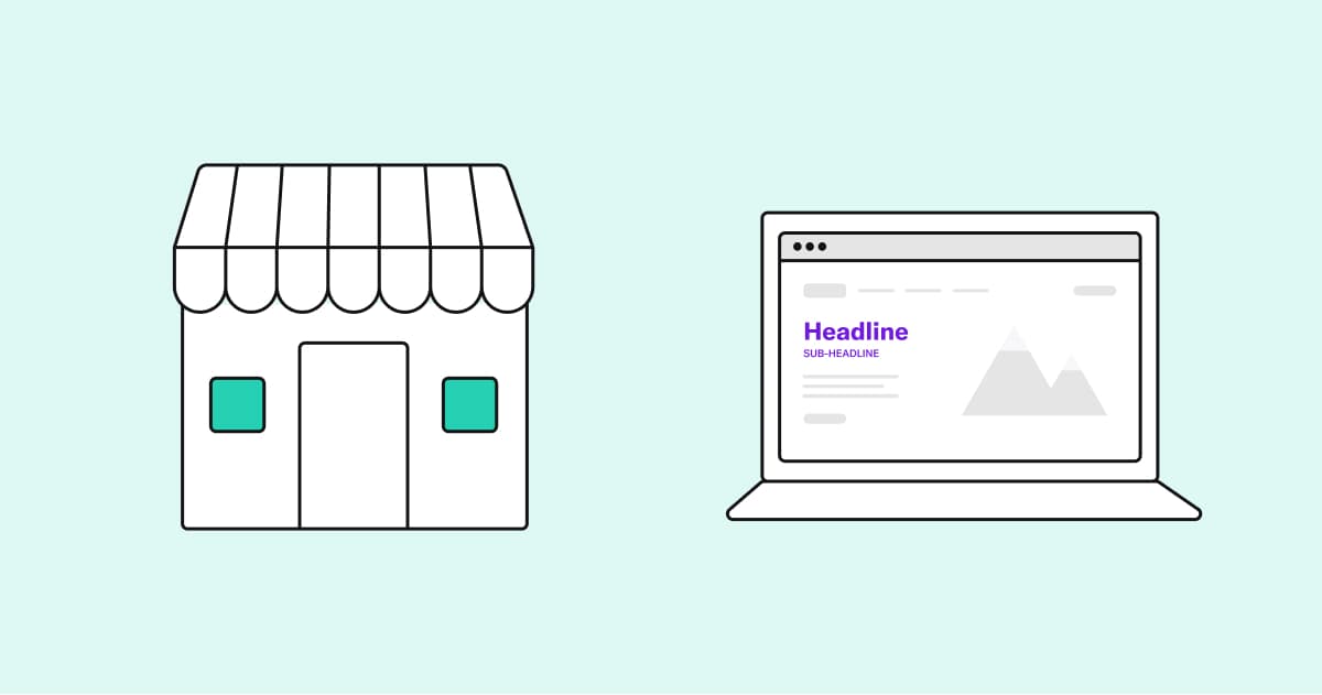 左边是实体企业的轮廓，右边是电脑屏幕的图形。