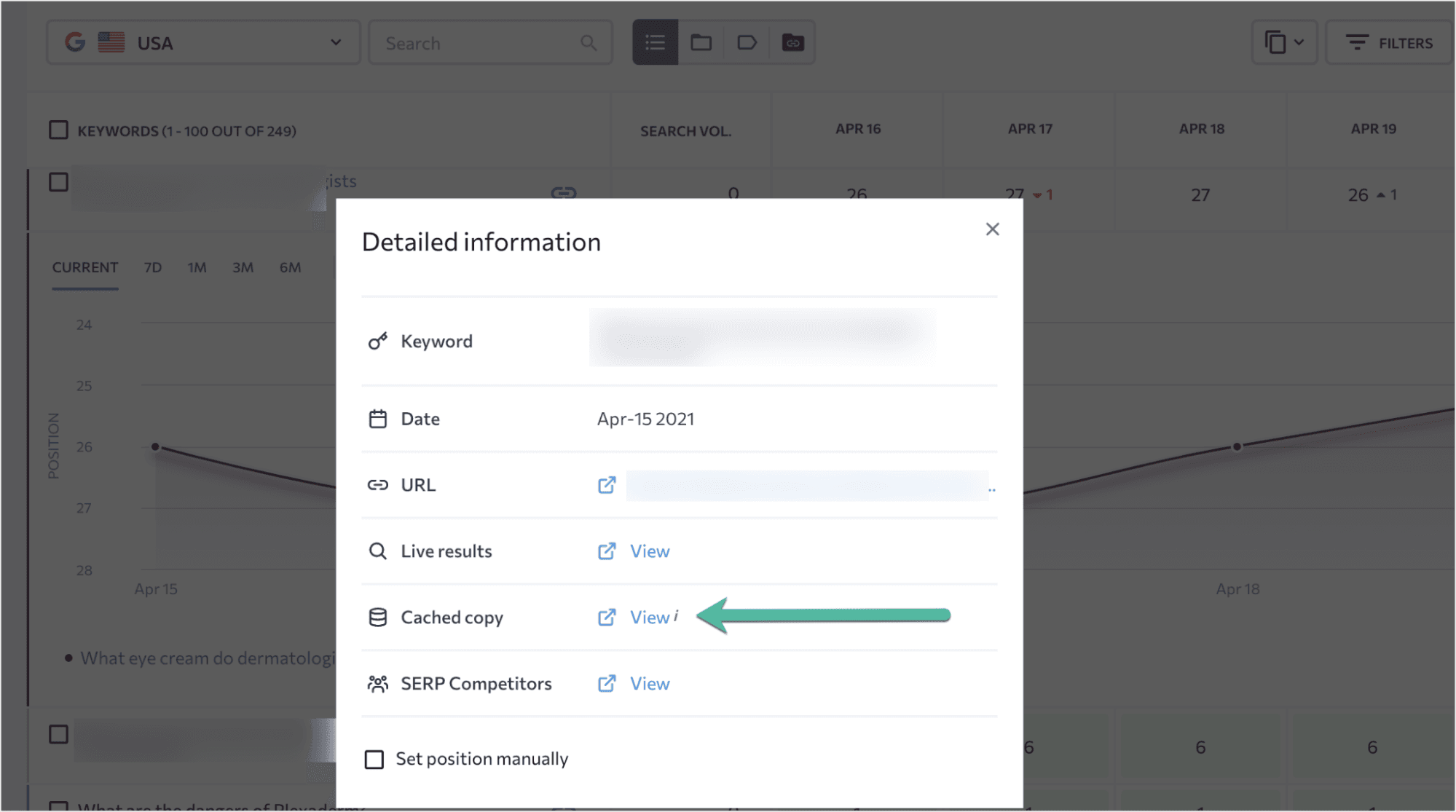 SE Ranking 仪表板的屏幕截图。
