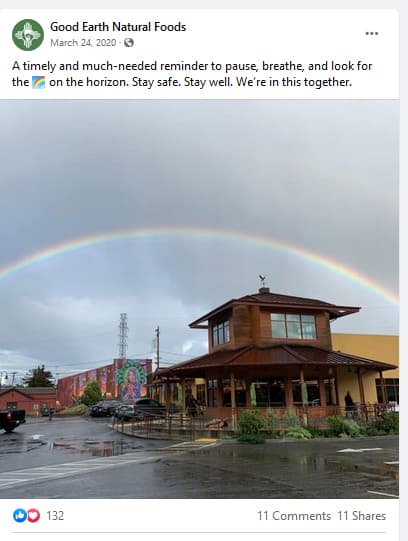 好地球天然食品 Facebook 帖子。