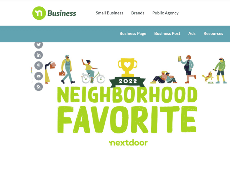 Nextdoor.com 登陆页面的屏幕截图，突出显示了他们的 2022 年社区最爱奖。